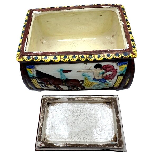 Vintage Italian Faience Trinket Box Capodimonte Style Roman Mythology Inspiratio - Picture 9 of 16